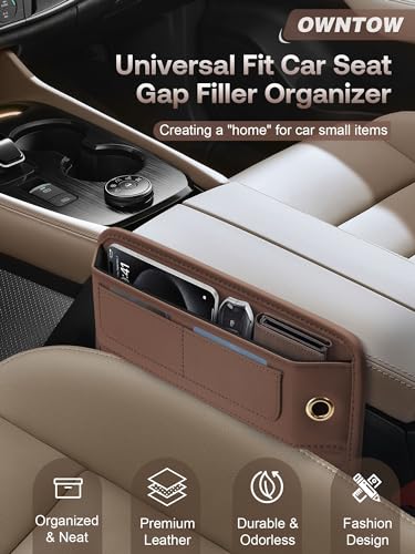 Universal Fit Premium Leather Car Seat Gap Filler Organizer, Center Console Organizer with Card Slots, Clever Gifts for Car SUV Truck Owners (Brown, 2 Pack) - color: 04 Brown, 2 Pack