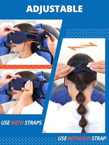 SARISUN Airplane Head Strap 3D Eye Mask, Travel Pillow Alternative for Long Flight, Travel Essentials 360° Support Sleep Head Hold, Stop Bobblehead, Ultra-Compact Lightweight, Purple - color: Purple