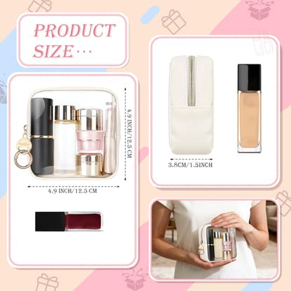 4.9" Clear Small Makeup Bag for Purse, TPU Cute Mini Cosmetic Bag, Portable Small 2 Transparent Travel Toiletry Pouches for Women, Birthday/Wedding/Christmas (Black) - color: Clear-Double-sided Black