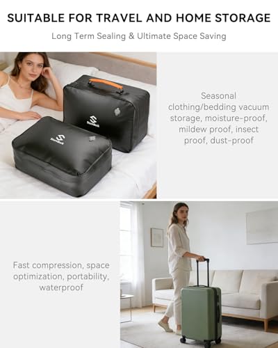 41L Travel Vacuum Bags with Pump, 180° Open,Compression Bags for Travel Luggage, Reusable IP67 Waterproof Vacuum Seal Packing Cubes for Carry On Suitcase and Backpack (1PC + Pump) - size: 1PC-PUMP