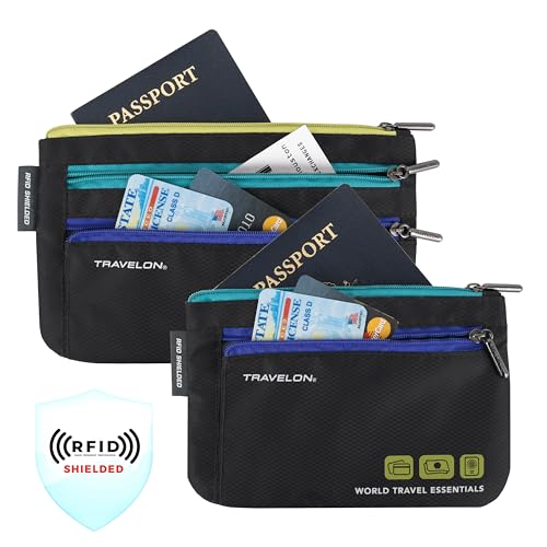 Travelon World Travel Essentials Set of 2 Currency and Passport Organizers - color: Black