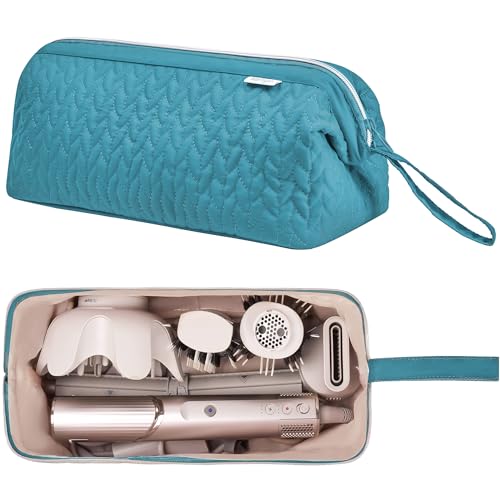KarSyon Shark Flex Style Case for Dyson Airwrap Hair Dryer Brush Revlon Hair Tools Travel Bag Carrying Case Flat Curling Iron Organizer (Teal Blue) - color: Teal Blue
