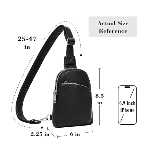 INICAT RFID Blocking Sling Bag, Anti Theft Crossbody Bag for Women Compact Travel Purses Leather - color: Black