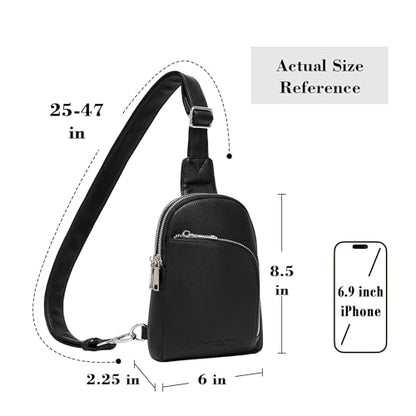 INICAT RFID Blocking Sling Bag, Anti Theft Crossbody Bag for Women Compact Travel Purses Leather - color: Black