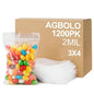 AGBOLO 1200Pcs Small Plastic Bag for Jewelry, 3x4'' Small Zip Bag Baggies Resealable, 2 Mil(2 Layer) Durable Small Zip Bag for Pill and Business - Clear - color: 3" x 4"