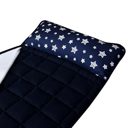 Toddler Nap Mat 2 Pack, Nap Mat for Toddlers Preschool, Daycare and Fleece Minky Blanket, Lightweight, Soft, Gray and Navy - color: Gray and Navy (Pack of 2)