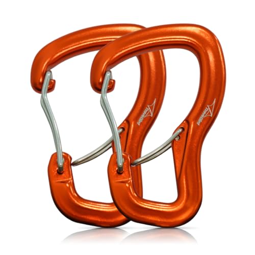 Heavy Duty Carabiner Clip Hook 8KN (1763 lbs), 2 PCS Ultra-Light Aluminum Caribeaners with Double Door D Ring Shape, for Hammock, Camping, Hiking, Backpacking, Dog Leash, Keychain Clip - style: 1#Orange-2pc