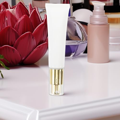 Baluue Airless Pump Travel Bottles, Refillable Squeeze Lotion Tubes for Toiletries, 35g Empty Cosmetic Containers with Gold Aluminum Pump for Shampoo Cream & Foundation, 1.2oz