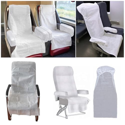 10 Pack Airplane Seat Covers Disposable Train Seat Cover with Armrest Sleeve for Oversea Flight Travel Essencials Trip Bus Seats Rental Car Seat Long Flight Airline Theatre Cinema Public Seats