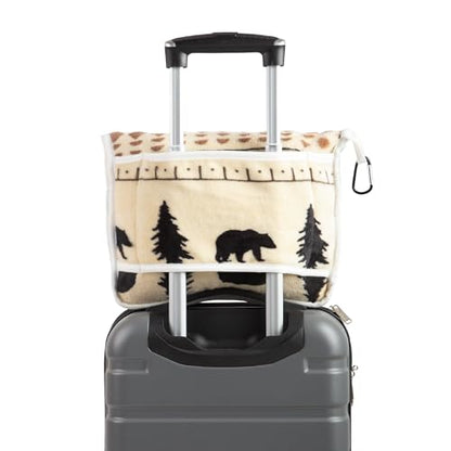 Carstens, Inc. Travel Blanket, Premium Compact 2-in-1 Airplane Blanket/Pillow, Scandinavian Bear - color: Scandinavian Bear