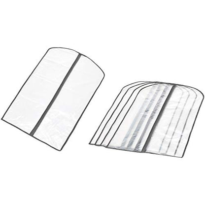 Amazon Basics Zippered PEVA Garment Bag, Dust Cover for Clothing Protection, Translucent White, 5-Pack - size: 4(medium), 1(large)