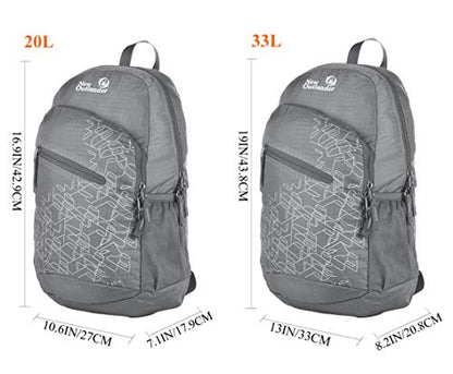 Outlander Packable Handy Lightweight Travel Hiking Backpack Daypack, Grey - color: Grey, size: 20L