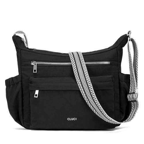 CLUCI Purses for Women, Anti Theft Crossbody Bags for Woman Travel, Water-Resistant Nylon Shoulder Handbags-Multiple Pockets - color: A5-black
