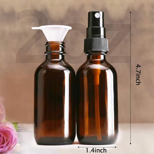 Wedama Spray Bottle, 2 oz Fine Mist Glass Spray Bottles, Little Refillable Liquid Containers for Watering Flowers Cleaning (8 Pack, Amber) - color: Amber, size: 2 Ounce (Pack of 8)