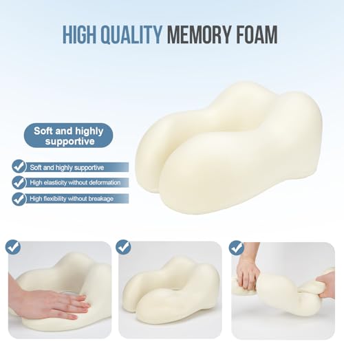 Travel Neck Pillows for Airplanes Memory Foam Neck Pillow for Traveling Adjustable Travel Pillow for Sleeping, Airplane,Train, Car with Eye Mask, Earplugs, Carry Bag