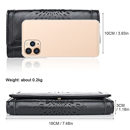 APHISON Womens Wallets RFID Blocking Leather Clutch Long Wallet for Women Card Holder Phone Organizer Ladies Travel Purse Hollow Out Sunflower Design Gift - color: BLACK