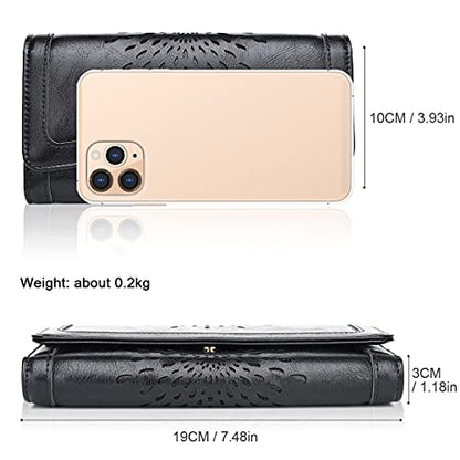 APHISON Womens Wallets RFID Blocking Leather Clutch Long Wallet for Women Card Holder Phone Organizer Ladies Travel Purse Hollow Out Sunflower Design Gift - color: BLACK