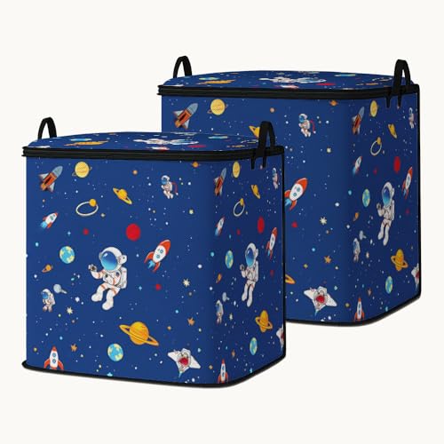 2pcs blanket storage bag for under bed,closet organizers 95L | clothing sweater sheet bedding comforter duvet quilt pillow toy storage bags with lids,dorm room essentials for containers - color: 44