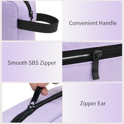 Travel Hanging Toiletry Bag with Carry Handle - Water-Resistant Small Cosmetic Organizer for Men & Women, Makeup, Shaving Kit, Gym & Travel Essentials (Lavender) - color: Lavender