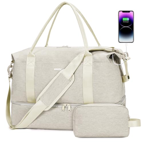 For Spirit Airlines Personal Item Bag Underseat Carry On Bag with Wet Pocket & Shoe Compartment & USB Charging Port - color: Beige