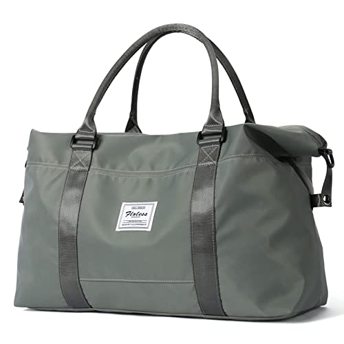 Travel Gym Bag for Women, LANBX Tote Bag Carry on Luggage Sport Duffle Weekender Overnight Bags with Wet Pocket (B-Olive Green) - color: B-Olive Green