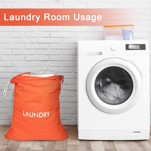 WiseBoy 2 Pack Laundry Bags, Travel Laundry Bag for Dirty Clothes, Washable Nylon Wet Dry Bag, Swimming Yoga Bathing Suit Workout Wet Dry Bags - color: Orange