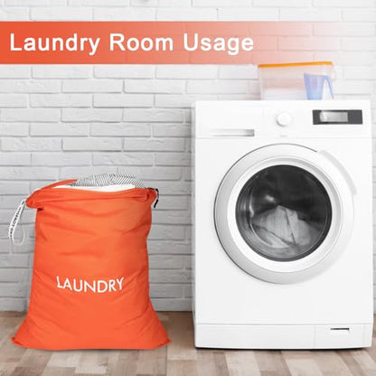 WiseBoy 2 Pack Laundry Bags, Travel Laundry Bag for Dirty Clothes, Washable Nylon Wet Dry Bag, Swimming Yoga Bathing Suit Workout Wet Dry Bags - color: Orange