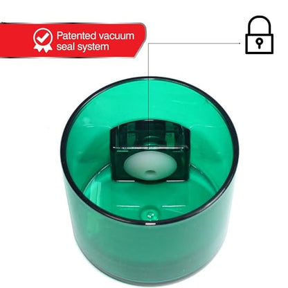 Vitavac - 5g to 20 grams Airtight Multi-Use Vacuum Seal Portable Storage Container for Dry Goods, Food, and Herbs - Green Tint - color: Green Tint