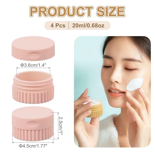 uxcell 4pcs Travel Containers for Toiletries, 0.68oz 20ml Small Silicone Cream Jars Leak-proof Travel Essentials with Lid for Cosmetic Body Skin Cream, Dark Pink - color: Dark Pink