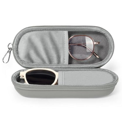 Double Eyeglasses Case, Dual Glasses Sunglasses Organizer with Zipper Closure, Eyewear Storage Box for Men Women Travel - color: Grey