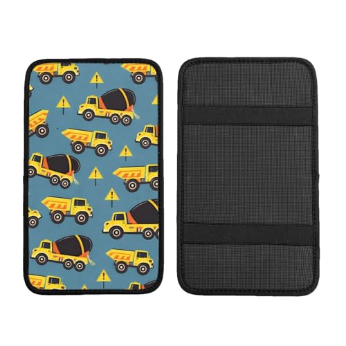 Construction Trucks Cement Trucks Car Handrail Box Cushion Interior Decor Armrest Cover Accessories 12.6 X 7.5 in - color: Construction Trucks Cement Trucks1