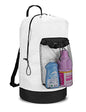 Dalykate Backpack Laundry Bag, Laundry Backpack with Shoulder Straps and Mesh Pocket Durable Nylon Clothes Hamper Bag with Drawstring Closure for College, Travel, Laundromat, Apartment - color: White