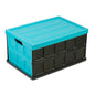 Glad Collapsible Storage Bin with Lid - 48L Foldable Plastic Box for Garage, Car Trunk, and Organization - Stackable Lidded Container with Handles, Turquoise - color: Turquoise