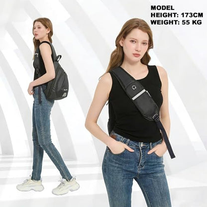 Seektop Anti Theft Crossbody Bag for Women RFID Blocking Waterproof Sling Backpack Lightweight 400D Nylon Small Chest Pack Shoulder Bag for Travel Hiking Commuting Men Black - color: Black