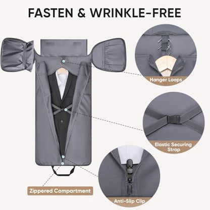 BALEINE Travel Garment Bag, Travel Suit Bag for Men, Water Resistant Carry on Garment Bag for Hanging Clothes, Garment Duffel Bag for Travel Business (Dark Gray-Convertible) - color: Dark Gray-Convertible