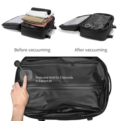 Vacuum laptop bag Compression Backpack Expandable, TSA-Approved Carry-On Water-Resistant Design for Travel with air pump (Built in pump, Large) - color: Built in Pump