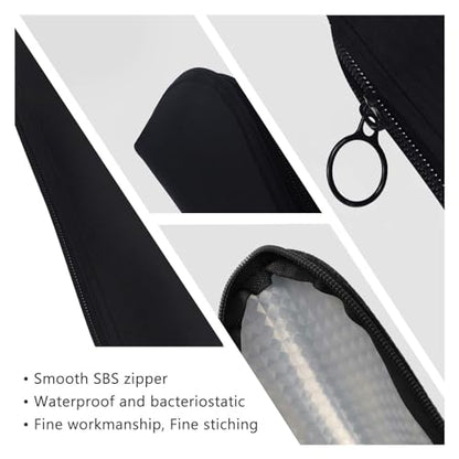 Aosbos Small Makeup Brush Holder Bag, 8.0 x 2.6 IN, Travel Cosmetic Pouch Organizer for Make Up Brush Traveling Case, Black Multi-Functional Pouch