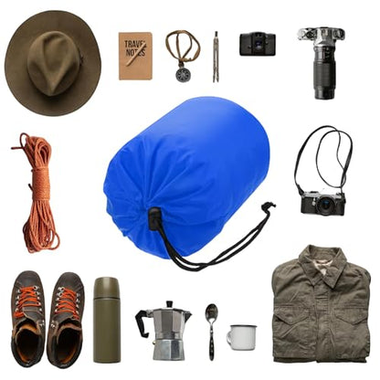 Stuff Sack [2PCS] - Waterproof Outdoor Storage Sacks Use for Backpacking & Traveling & Hiking - [Sapphire Blue-5 x 10 in/ 13 x 25 CM] Ultralight Drawstring Bags - color: Sapphire Blue