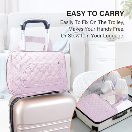Hanging Toiletry Bag for Women Cosmetic Toiletries Travel Bag, Pink - color: Pink