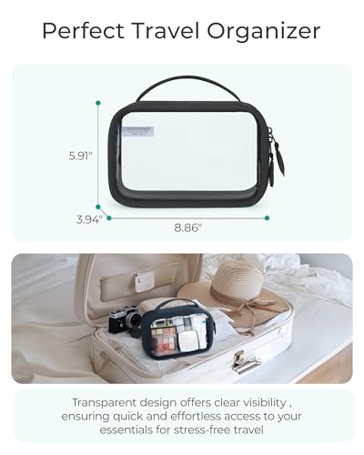 BAGSMART Clear Makeup Bag - TSA Approved Toiletry Bag with Handle Large Opening, Water-Resistant Durable PVC Clear Toiletry Bags for Traveling Travel Essentials (Pink) - color: Blush Pink, size: Medium