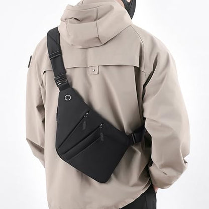 Anti Theft Crossbody Bags for Women Men, Multi-Pocket Shoulder Bag, Slim Sling Bags with 2 RFID Blocking Card - color: Right Shoulder-green