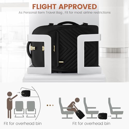 LOVEVOOK 40L Travel Backpack for Women & Men, Carry on Backpack for Airplanes, TSA Personal Item Travel Bag fits 17" Laptop, Waterproof Travel Essentials Flight Approved with 2 Packing Cubes, Black - color: Black, size: 17.3 Inch-3Pcs
