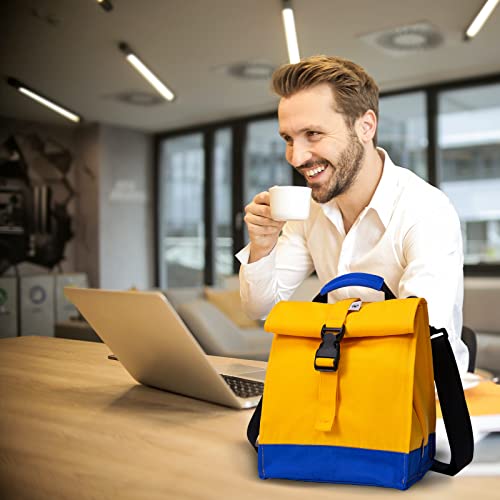 SUNNY BIRD Insulated Lunch Bag Rolltop Lunch Box Tote Lunchbox Bag for Women, Men, Boys and Girls (Yellow) - color: Yellow