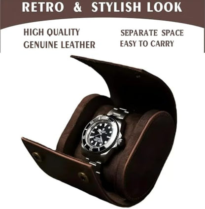 Leather Single Watch Case,Genuine Leather Watch Roll Travel Case for Storage Organizer Display (1 Slot) - size: 1slot
