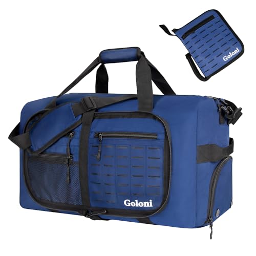Foldable Travel Duffle Bag,Duffle Bag with Shoes Compartment and Adjustable Strap,Large Packable Travel Bags for Men Women,Waterproof Duffel Bag - color: Blue