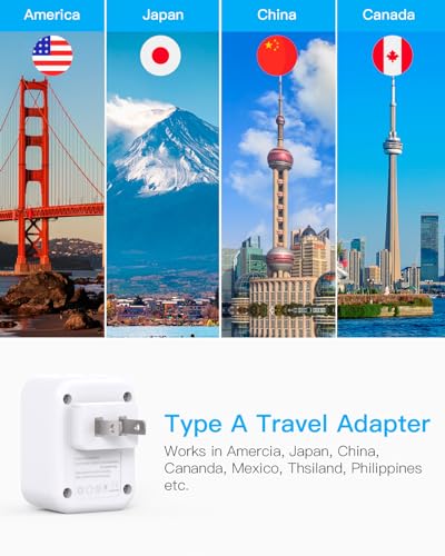 HANYCONY US to Japan Plug Adapter, Japan Power Travel Adpter with 2 Outlets 3 USB Ports(2 USB C), Type A Plug Adapter for Amercian USA to Japanese China Canada Mexico Philippines Peru - style: Type A - Japan USA China