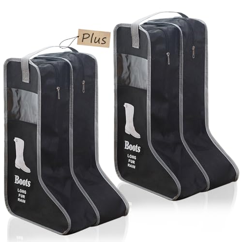 Upgraded 2 Pack Portable Boots Storage Bag, Black Shoe Bags for Storage and Travel Dust Proof Travel Shoe Bags for Packing (Extra Large, 57 * 34 * 30) - color: Upgraded Black-Extra Large
