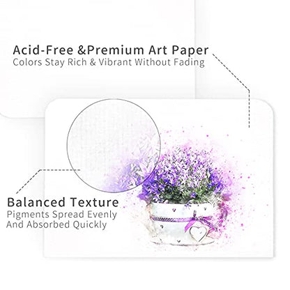 Funto Blank Watercolor Cards and Envelopes, 50 Cards, 5x7'', 140lb/300gsm, White, Acid-Free, Heavyweight Paper for All Occasions - style: 5x7 Cards and Envelopes