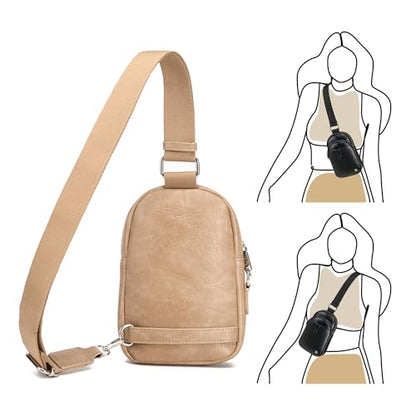INICAT Anti Theft Crossbody Bags for Women Travel Small Sling Bag Fanny Packs Cross Body Purses Everyday - color: Classic Khaki, size: Small