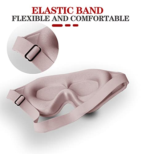 Sleep Mask, 3D Deep Contoured Eye Covers for Sleeping, 99% Block Out Light Eye Mask,Zero Pressure Cup Blindfold for Men Women, with Adjustable Strap for Sleeping, Yoga, Traveling (Pink) - color: Pink